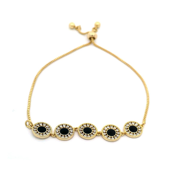 Women's Fashion Round Geometric Diamondencrusted Bracelet Copper Zinc Alloy Goldplated Jewelry