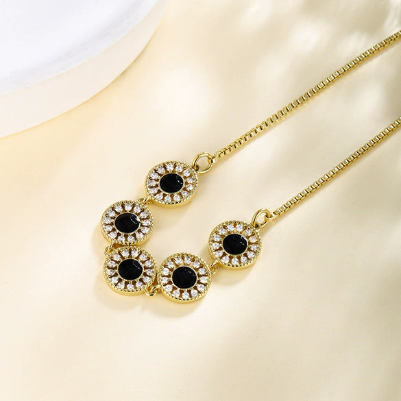 Women's Fashion Round Geometric Diamondencrusted Bracelet Copper Zinc Alloy Goldplated Jewelry