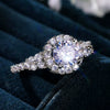 Women's Fashion Round Zircon Engagement Proposal Ring Copper Geometric Style