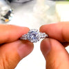 Women's Fashion Round Zircon Engagement Proposal Ring Copper Geometric Style