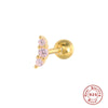 Women's Fashion S925 Sterling Silver Mini Moon Thread Piercing Ear Studs With Flower Design And Electroplating