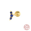 Women's Fashion S925 Sterling Silver Mini Moon Thread Piercing Ear Studs With Flower Design And Electroplating