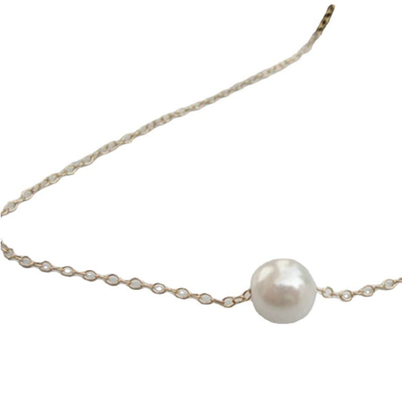 Women's Fashion Short Metal Alloy Pearl Clavicle Chain With Geometric Design And Electroplating