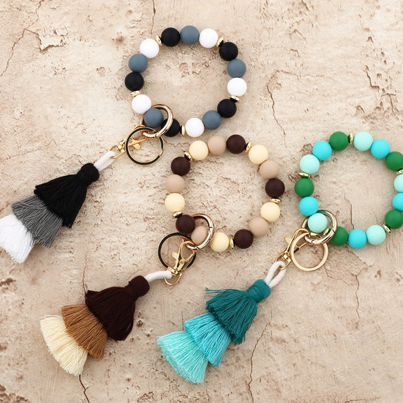 Women's Fashion Silicone Tassel Bracelet Keychain