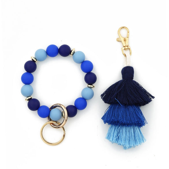 Women's Fashion Silicone Tassel Bracelet Keychain