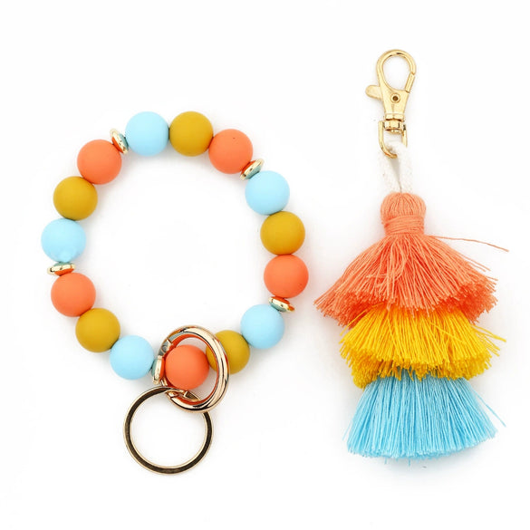Women's Fashion Silicone Tassel Bracelet Keychain