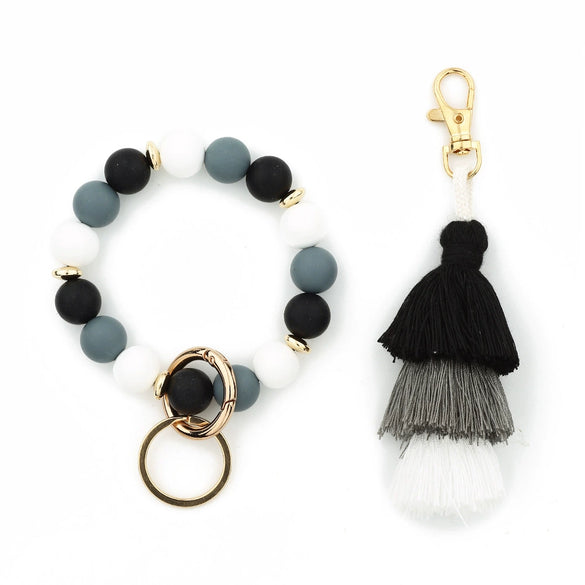 Women's Fashion Silicone Tassel Bracelet Keychain