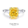 Women's Fashion Silver Goose Ring With Yellow Diamond And Geometric Pattern Ice Flower Cut High Carbon Diamond 8A Zircon