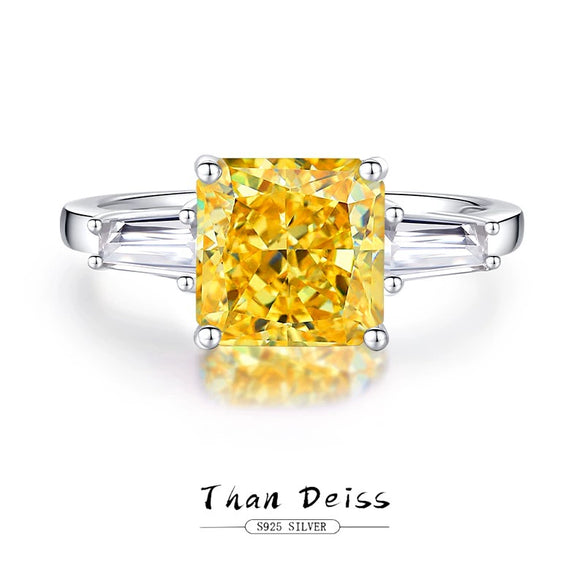 Women's Fashion Silver Goose Ring With Yellow Diamond And Geometric Pattern Ice Flower Cut High Carbon Diamond 8A Zircon