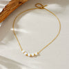 Women's Fashion Simple Allmatch Temperament Irregular Contrast Color Pearl Accessories Stainless Steel Necklace With Geometric Pattern And Electroplated Box Chain