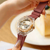 Women's Fashion Simple Alloy Case Mineral Reinforced Glass Mirror Silicone Strap Round Dial Mechanical Watch With Rhinestones And Waterproof Function