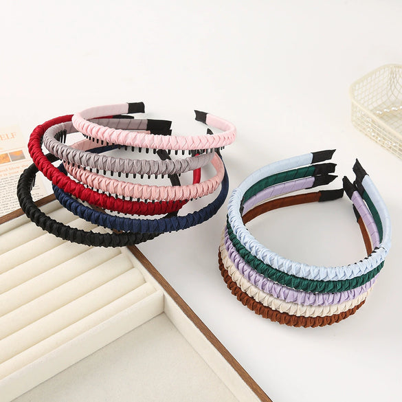 Women's Fashion Simple Alloy Electroplated Solid Color Toothed Nonslip Headband Hair Accessory