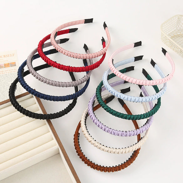 Women's Fashion Simple Alloy Electroplated Solid Color Toothed Nonslip Headband Hair Accessory