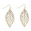 Women's Fashion Simple Alloy Leaf Earrings Geometric Forest Style Electroplated Metal Dangle Earrings