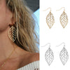 Women's Fashion Simple Alloy Leaf Earrings Geometric Forest Style Electroplated Metal Dangle Earrings
