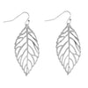 Women's Fashion Simple Alloy Leaf Earrings Geometric Forest Style Electroplated Metal Dangle Earrings
