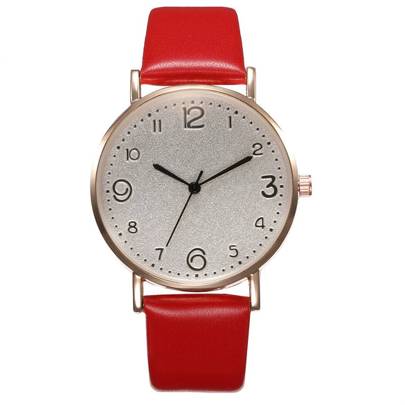 Women's Fashion Simple Belt Quartz Watch With Imitation Leather Strap Alloy Case And Round Dial