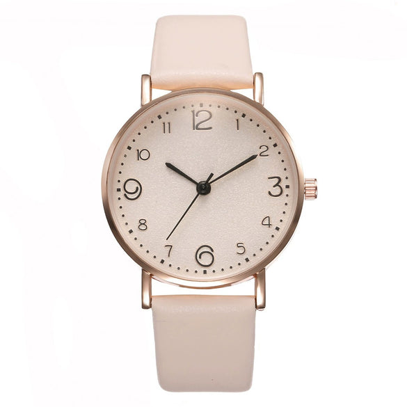 Women's Fashion Simple Belt Quartz Watch With Imitation Leather Strap Alloy Case And Round Dial