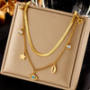 Women's Fashion Simple Design Stainless Steel Clavicle Chain With Pearl Round Eye Pendant Electroplated Jewelry