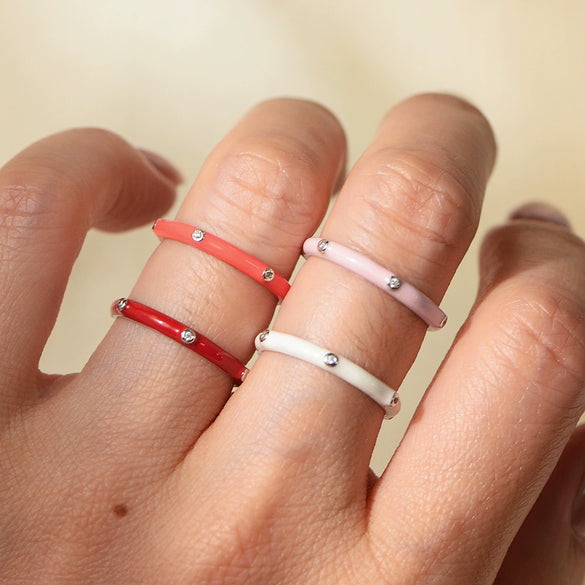 Women's Fashion Simple Geometric Glue Diamond Ring S925 Sterling Silver