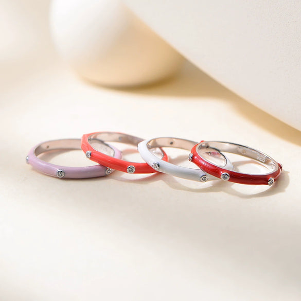 Women's Fashion Simple Geometric Glue Diamond Ring S925 Sterling Silver