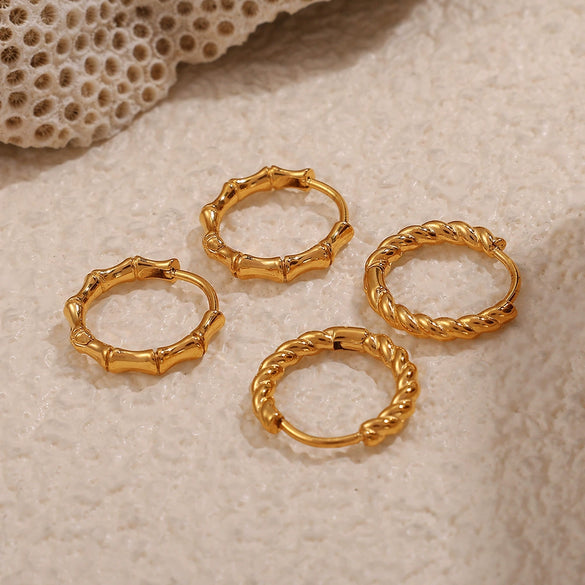 Women's Fashion Simple Geometric Round 316L Stainless Steel Vacuum Electroplated Earrings