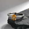 Women's Fashion Simple Geometric S925 Sterling Silver Ring Set With Natural Topaz Garnet Citrine