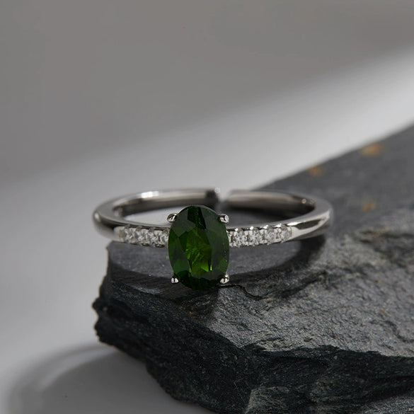 Women's Fashion Simple Geometric S925 Sterling Silver Ring Set With Natural Topaz Garnet Citrine