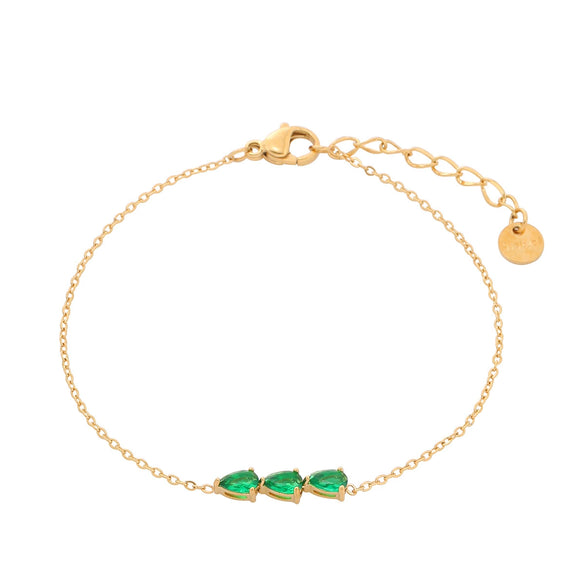 Women's Fashion Simple Geometric Stainless Steel And 18K Electroplated Water Drop Zircon Bracelet