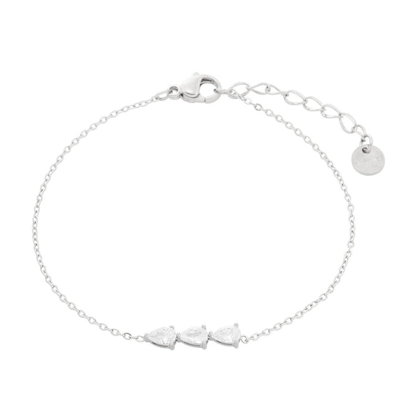 Women's Fashion Simple Geometric Stainless Steel And 18K Electroplated Water Drop Zircon Bracelet