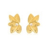 Women's Fashion Simple Half Petal Inlaid Zircon Stainless Steel And 18K Gold Electroplated Earrings