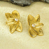 Women's Fashion Simple Half Petal Inlaid Zircon Stainless Steel And 18K Gold Electroplated Earrings