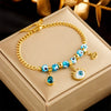 Women's Fashion Simple Highgrade Multilayer Stacked Titanium Steel Round Pendant Eye Butterfly Diamondembedded Electroplated Bracelet