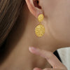Women's Fashion Simple Highgrade 316L Stainless Steel Goldplated Geometric Round Earrings Jewelry
