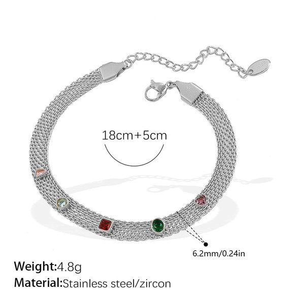 Women's Fashion Simple Irregular Zircon 316L Stainless Steel And 316L Stainless Steel Necklace And Bracelet With Electroplating