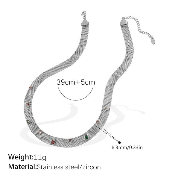 Women's Fashion Simple Irregular Zircon 316L Stainless Steel And 316L Stainless Steel Necklace And Bracelet With Electroplating