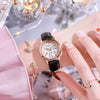 Women's Fashion Simple Luminous Double Calendar Waterproof Quartz Watch Alloy Case Imitation Leather Strap Stainless Steel Clasp Round Dial