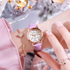 Women's Fashion Simple Luminous Double Calendar Waterproof Quartz Watch Alloy Case Imitation Leather Strap Stainless Steel Clasp Round Dial