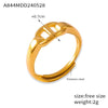Women's Fashion Simple Personality Love Shape 316L Stainless Steel Gold Plated Open Ring With Heart And Geometric Patterns