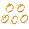 Women's Fashion Simple Personality Love Shape 316L Stainless Steel Gold Plated Open Ring With Heart And Geometric Patterns