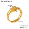Women's Fashion Simple Personality Love Shape 316L Stainless Steel Gold Plated Open Ring With Heart And Geometric Patterns
