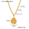 Women's Fashion Simple Stainless Steel And Titanium Steel Heart Pendant Necklace With Geometric Pattern Electroplated 18K Real Gold Light Luxury Style Versatile Accessories
