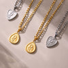 Women's Fashion Simple Stainless Steel And Titanium Steel Heart Pendant Necklace With Geometric Pattern Electroplated 18K Real Gold Light Luxury Style Versatile Accessories
