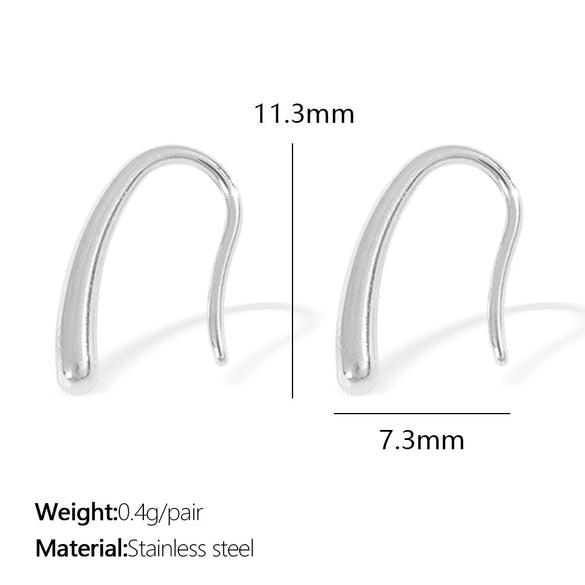 Women's Fashion Simple Ushaped Metal Fishhook Design 316L Stainless Steel Electroplated Earrings
