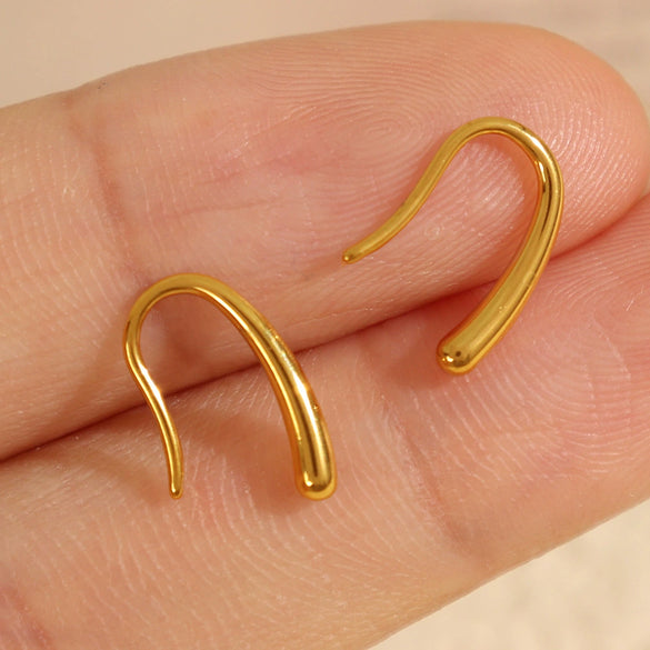 Women's Fashion Simple Ushaped Metal Fishhook Design 316L Stainless Steel Electroplated Earrings