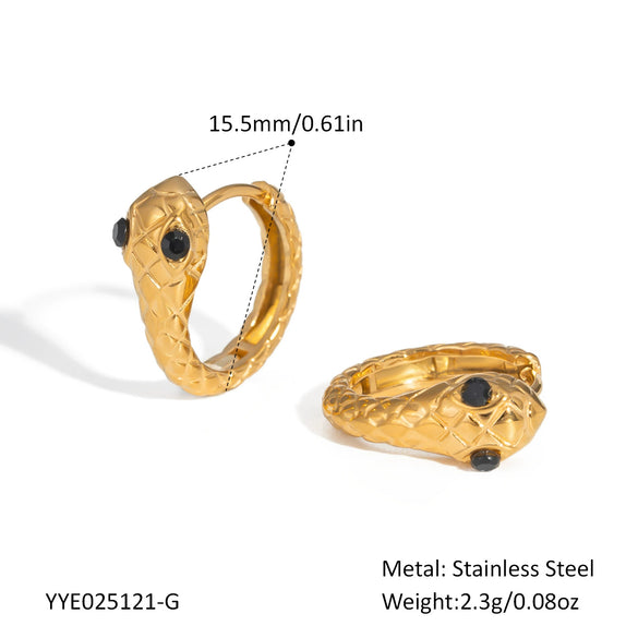 Women's Fashion Snake Earrings Stainless Steel With Pvd Furnace Vacuum Real Gold Plating Animal Design