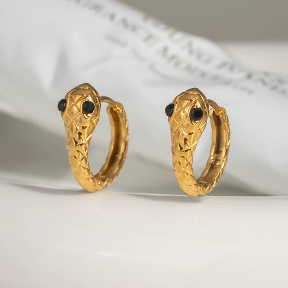 Women's Fashion Snake Earrings Stainless Steel With Pvd Furnace Vacuum Real Gold Plating Animal Design