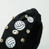 Women's Fashion Sports Style Solid Color Cloth Headband With Diamond Embedded Volleyball Accessories