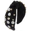 Women's Fashion Sports Style Solid Color Cloth Headband With Diamond Embedded Volleyball Accessories