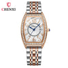 Women's Fashion Square Alloy Case Stainless Steel Band Waterproof Diamond Inlaid Watch